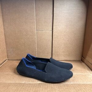 ROTHY'S The Loafer $169 Womens 8.5 Black Blue Knit Flat Preppy Designer